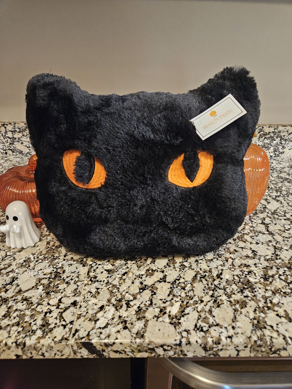 Halloween Black Cat Shaped Throw Pillow NWT